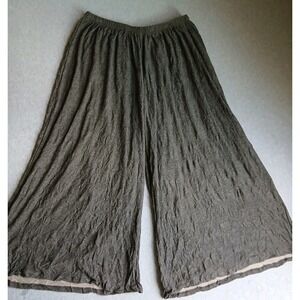 Comfty USA Pants Large Comfort Stretch Wide Leg Pull On Crop Crinkle Lagenlook